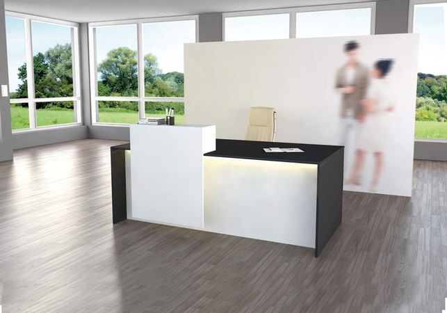 Rezeption Thekenelement  Empfangstheken Ladenausstattung  Empfangsarbeitsplatz Büro elegant modern Design Counter