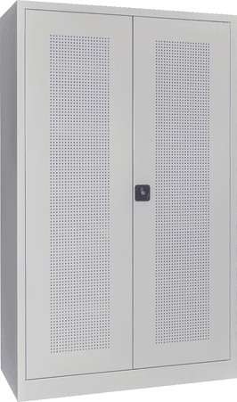 PAVOY Sportgeräteschrank konfigurierbar bis Vollausstattung | Ballschrank mit Flügeltüren | 195 x 120 x 50 cm mit Vollblech- oder Lochfeldtüren | große Farbauswahl