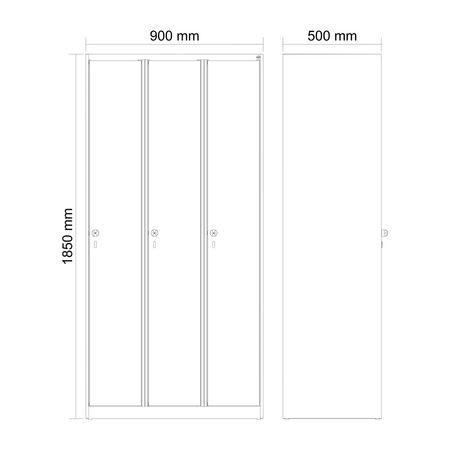 C+P Spind Evolo PLUS 3 Abteile 1850x900x500mm