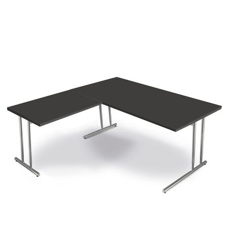 Chromeline höhenverstellbarer Winkelschreibtisch | 200 x 100 cm und 100 x 60 cm | Anthrazit oder Weiß