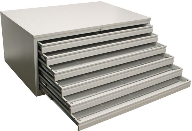 Planschrank DIN-A0 | Flachablageschrank | 6 Schübe für A0 - GRAU