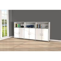 Chromeline Sideboard 3 / 3 mit Holztüren | 115 x 236 x 38 cm | Anthrazit oder Weiß