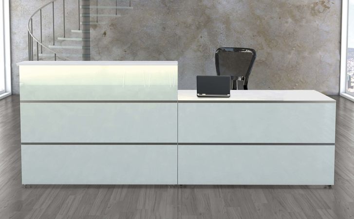 Empfangstheke Satinglas 7 | 108 x 275 x 92 cm (HxBxT)