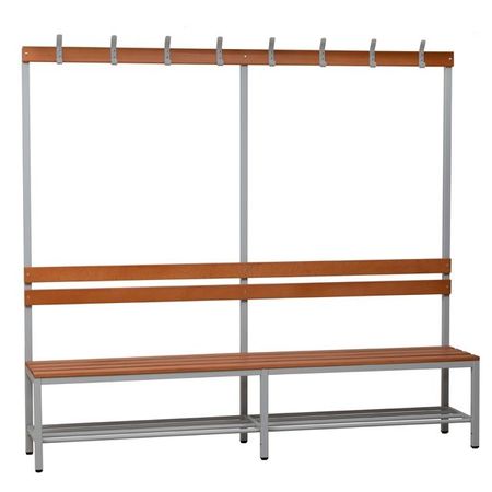 Sitzbank | Garderobenbank 200 cm mit Hakenleiste und Schuhrost