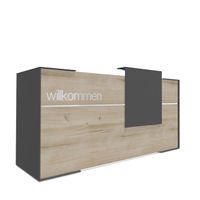 Empfangstheke LEO 3 | 180 - 240 cm breit - wahlweise mit Schriftzug | Graue Fichte / Graphit