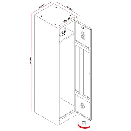 Kleiderstange mit 3 Haken für Spind
