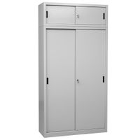 BIG ONE Aktenschrank mit Aufsatzschrank | Schiebetürenschrank 240x120x45 GRAU