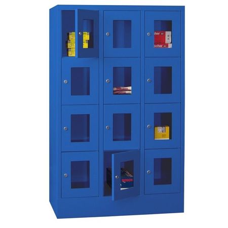 PAVOY Schließfachschrank mit Sichtfenstertüren | 12 Abteile je 30 cm breit | 151