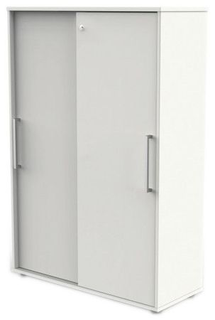 Schiebetürenschrank aus Holz - 4 Ordnerhöhen | 147x100x40 WEIß