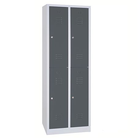 Spind mit 2x2 Abteilen 195x60x50 GRAU/ANTHRAZIT