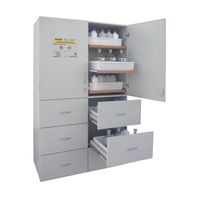 LACONT GEFAHRSTOFFSCHRANK | Säure- und Laugenschrank mit 2 Flügeltüren / 6 Schubfächern l Hochschrank (6 Auszugsböden / 6 Schubfächer) gemäß TRGS 526 / DGUV