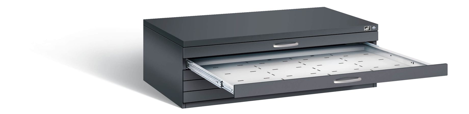 formschöner Flachablageschrank 