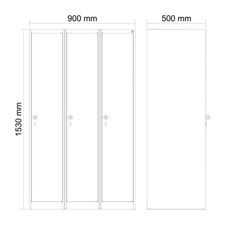 C+P Spind Evolo PLUS 3 Abteile 1530x900x500mm