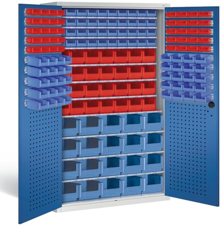  Schrank mit Sichtlagerboxen