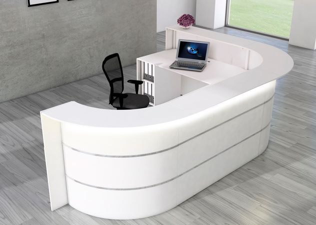 Große L-Theke Surround komplett weiß | 112 x 325 x 232 cm (HxBxT)