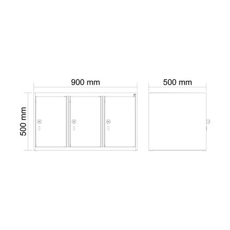 C+P Aufsatzschrank Evolo PLUS 3 Abteile 500x900x