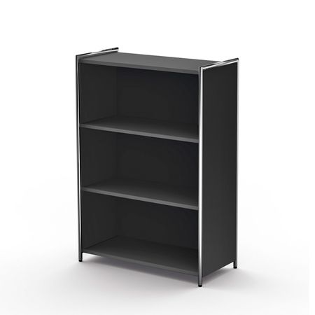 offenes sideboard aktenregal homeoffice bücherregal kommode schwarz anthrazit chromrahmen