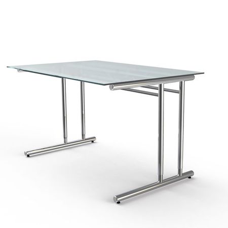 Chromeline höhenverstellbarer Schreibtisch mit Glasplatte | 120 x 80 cm