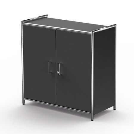 Chromeline Sideboard mit 2 Ordnerhöhen und Flügeltüren aus Holz | 78 x 80 x 38 cm (HxBxT) | anthrazit