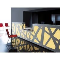 Empfangstheke DELUXE mit LED Farbwechsel und Beratungsplatz | 114,6 x 420 x 118 cm (HxBxT)