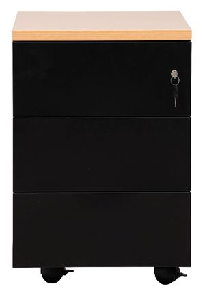 Rollcontainer mit 3 Schubladen | SCHWARZ/BUCHE | 62 x 40 x 60 cm (HxBxT) 