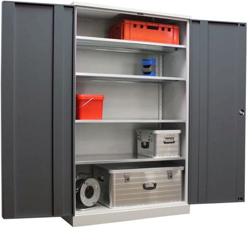 Koloss Werkstattschrank verzinkt | Materialschrank GRAU/ANTHRAZIT 195x120x60 vollverzinkte Fachböden