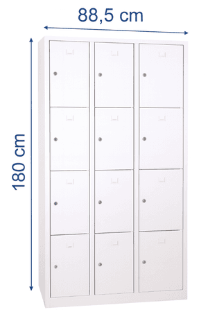 Schließfachschrank | Fächerschrank mit 12 Abteilen 180 x 88,5 x 50 cm