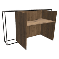 Empfangstheke Monument 4 mit Glas-Ablageplatte | 200 - 240 cm breit | Walnuss-Braun / Schwarz