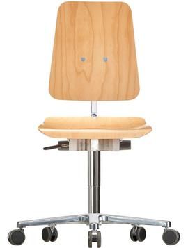 Arbeitsstuhl aus Holz für Industrie und Werkstätten - mit XL-Sitz und XL-Lehne