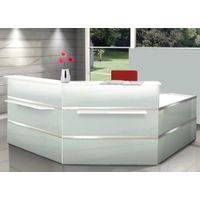 Empfangstheke Satinglas C-Form mit Beratungsplatz | 108 x 250 x 250 cm (HxBxT)