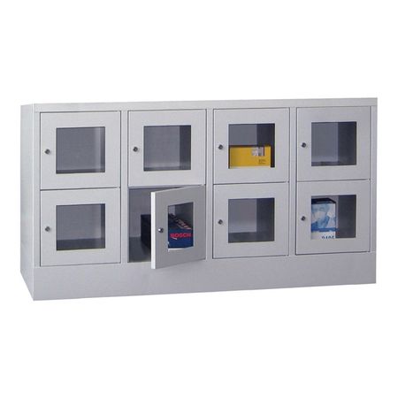 PAVOY Schließfachschrank mit Sichtfenstertüren | 8 Abteile je 40 cm breit | 85