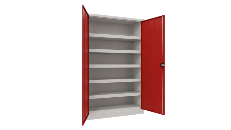 PAVOY Sportgeräteschrank | Ballschrank mit Flügeltüren | 195 x 150 x 50 cm mit Vollblech- oder Lochfeldtüren | große Farbauswahl