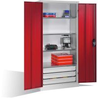 Premium Vorratsschrank von C+P | Materialschrank mit 3 Schubladen | 195x93x50 cm (HxBxT) | große Farbauswahl