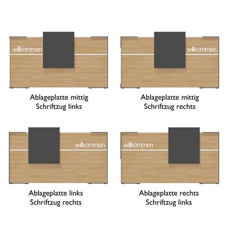 Empfangstresen Leo Position Ablageplatte und Schriftzug