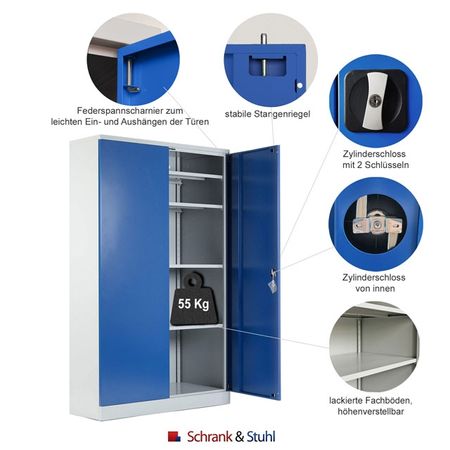 Stahlschrank Blechkasten Metallkasten Metallschrank Blechschrank Flügeltürschrank