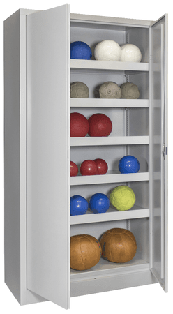 PAVOY Sportgeräteschrank | Ballschrank mit Flügeltüren | 195 x 100 x 50 cm mit Vollblech- oder Lochfeldtüren | große Farbauswahl