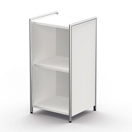 offenes erweiterebares Aktenregal Büroregal Sideboard Lowboard weiß Chrom