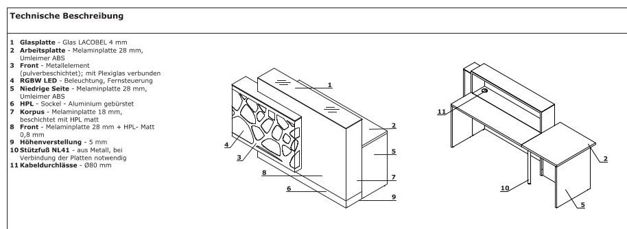 Designertheke Designertresen Farbwechsel rot grün blau gelb weiß