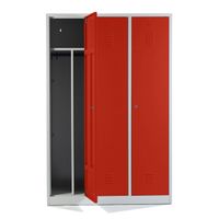 Spind mit 3 Abteilen und Schwarz-Weiß-Trennung 180x120x50 GRAU/ROT