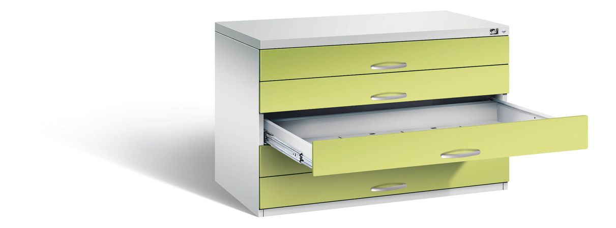 Optikermobiliar Ausstellungsschrank grün