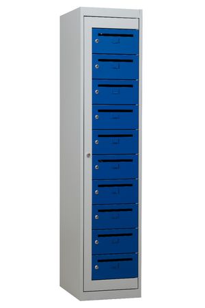 Postschrank | Postverteilerschrank 10 Fächer GRAU/BLAU