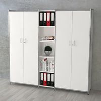 Chromeline Büroschrankwand 5 / 2a mit großen Holztüren und Regal |185 x 197 x 38 cm | Anthrazit oder Weiß