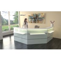 Empfangstheke Satinglas C-Form | 108 x 250 x 250 cm (HxBxT)