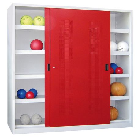 PAVOY Ballschrank mit Schiebetüren | 195 x 200 x 60 mit Vollblech- oder Lochfeldtüren GROßE FARBAUSWAHL