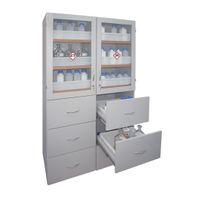 LACONT GEFAHRSTOFFSCHRANK | Säure- und Laugenschrank mit 2 Flügeltüren Plexiglas / 6 Schubfächern l Hochschrank (6 Auszugsböden / 6 Schubfächer) gemäß TRGS 526 / DGUV
