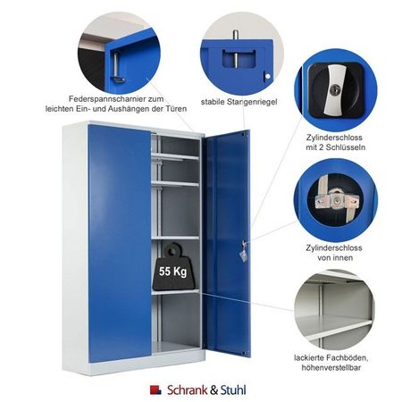 Stahlschrank Blechkasten Metallkasten Metallschrank Blechschrank Flügeltürschrank