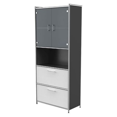 Schubladenschrank Aktenschrank Glastürenschrank Highboard Homeoffice Aktenregal weiß weiss Sicherheitsglas