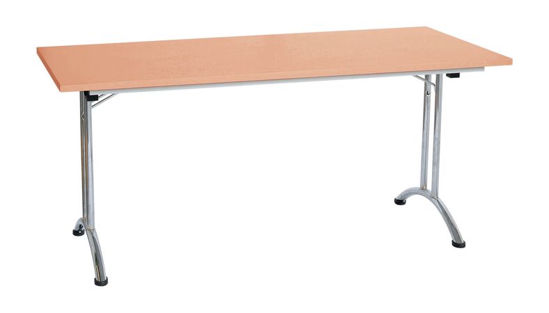 Klapptisch buche mit Chrombeinen und Sichelfüßen