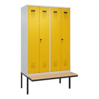 C+P PSA Schwarz-Weiß-Spind Evolo PLUS, Bank, 4 Abteile, 2120
