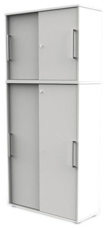 Schiebetürenschrank aus Holz - 6 Ordnerhöhen | 222x100x40 WEIß